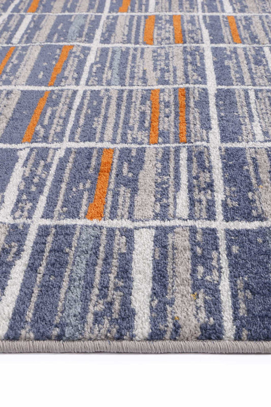 Inca Talca Blue & Orange Contemporary Rug - /products/inca-inca05-black
