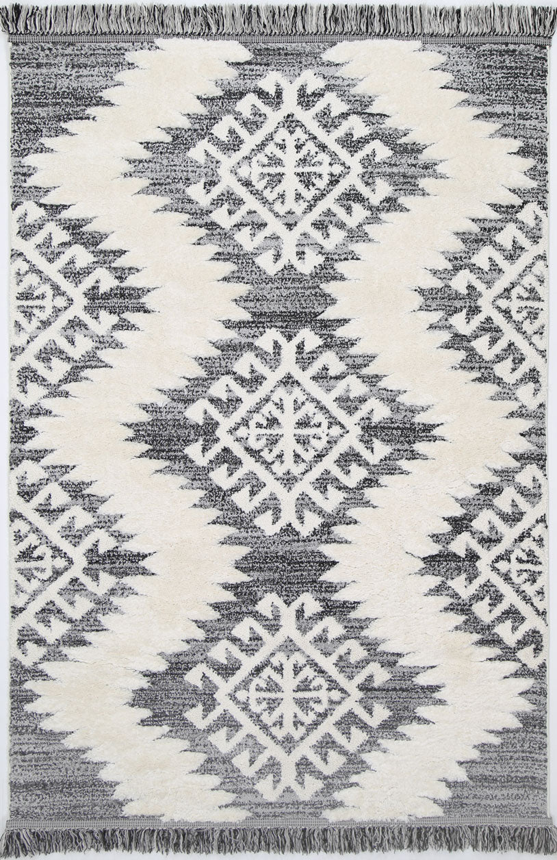 Kaza Tribal Cream Anthracite Rug