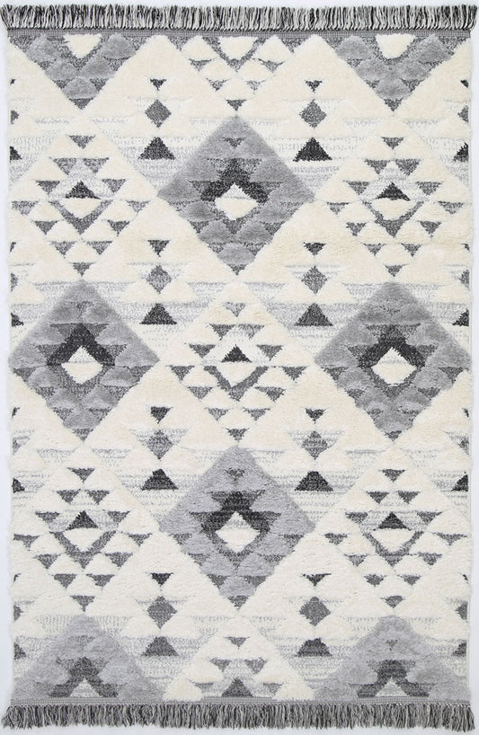 Kaza Tribal Diamond Cream Grey RugKaza Tribal Diamond Cream Grey Rug - /products/mono-tribal-diamonds-cream-grey