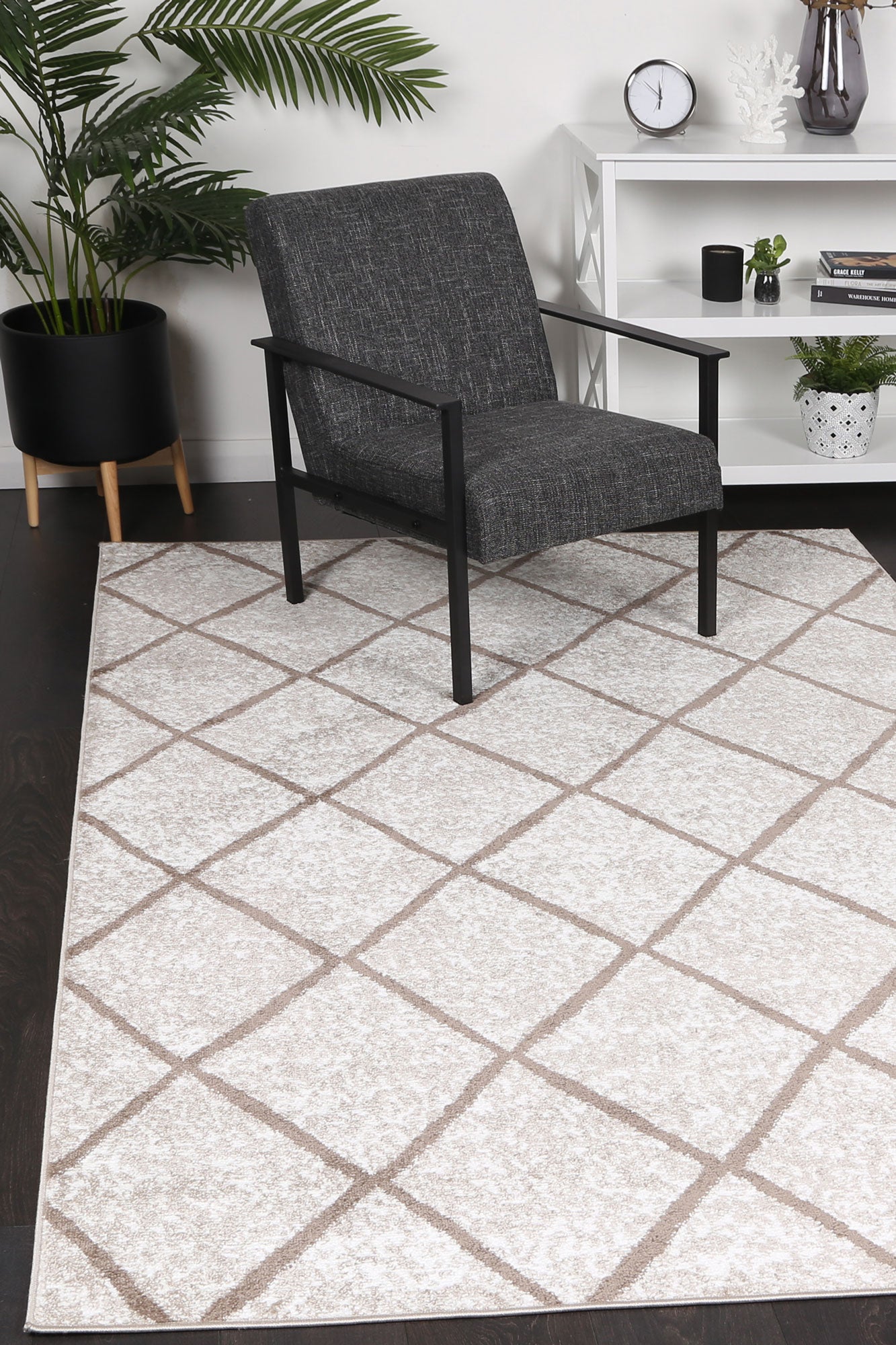 Kimberley Trellis Latte Contemporary Rug