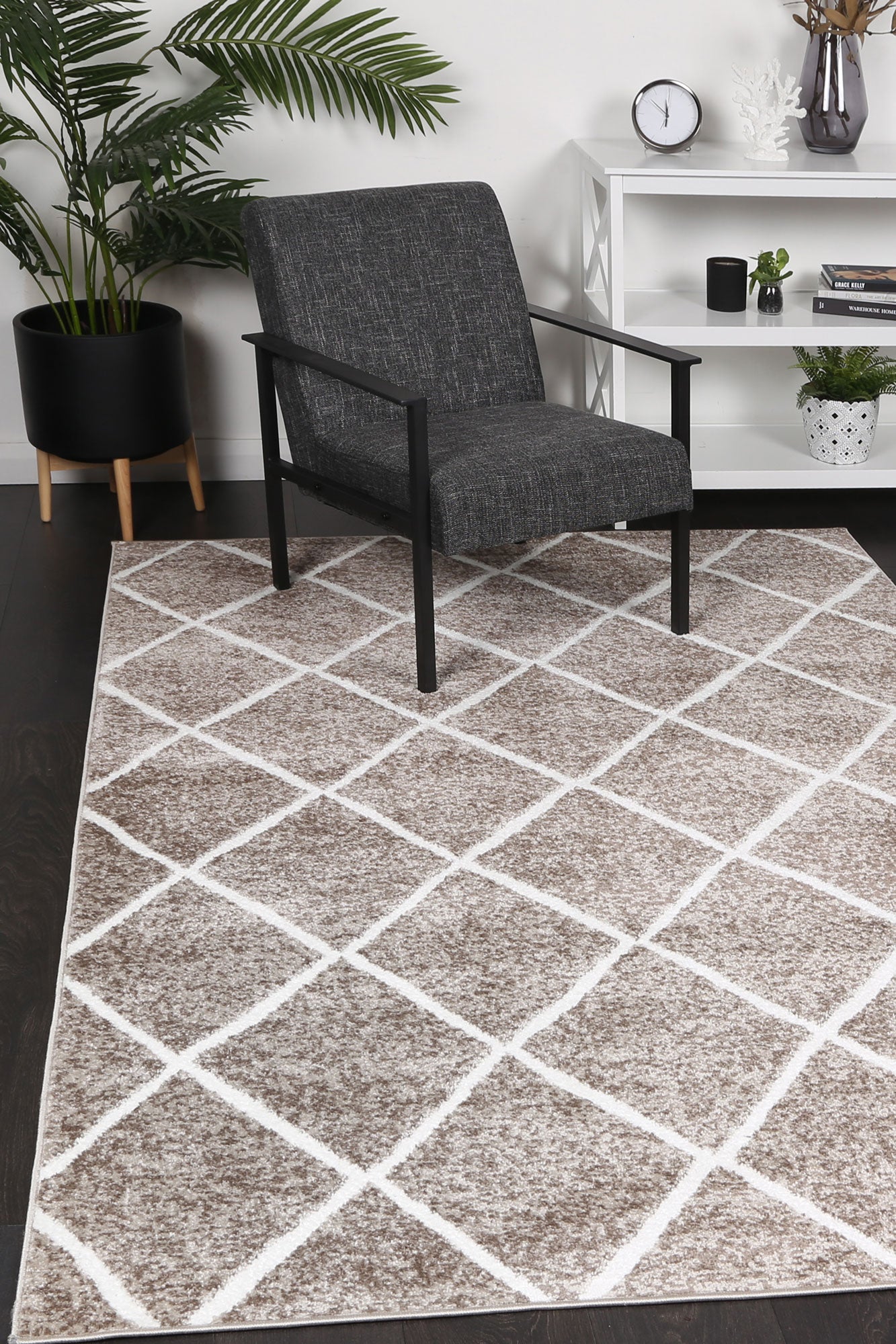 Kimberley Trellis Mocha Contemporary Rug