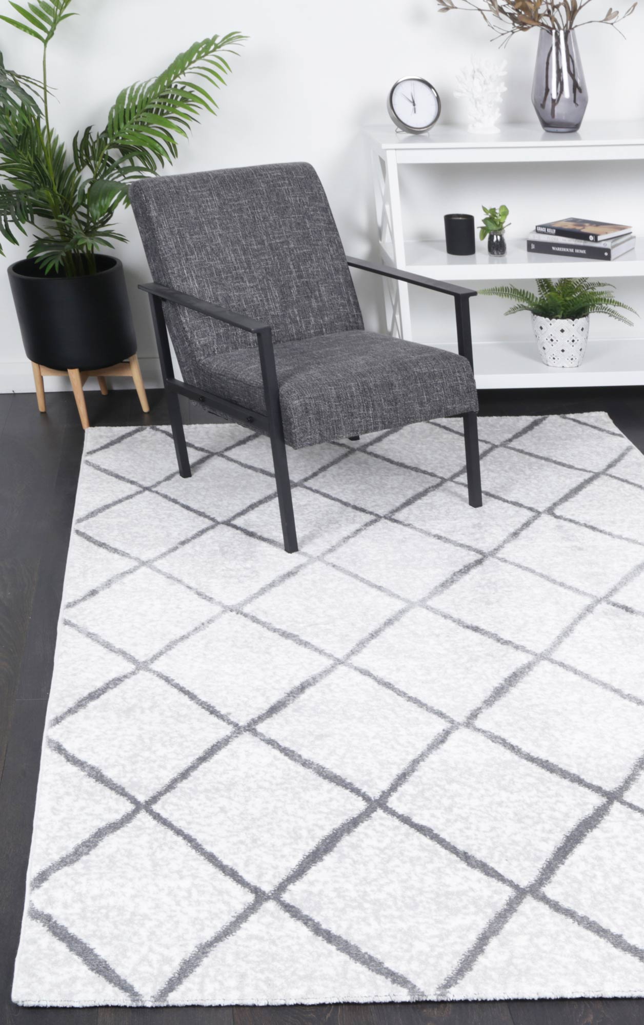 Kimberley Trellis Silver Contemporary Rug