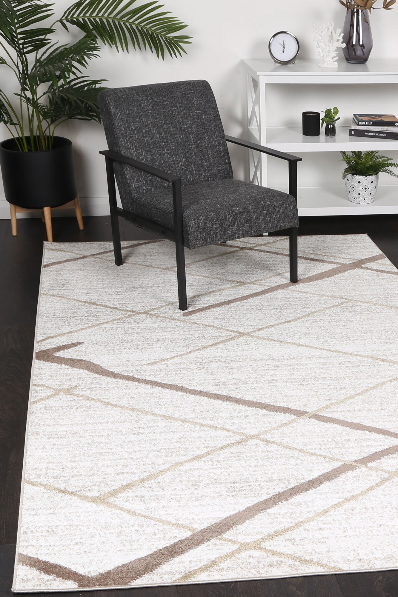 Kimberley Lattice Latte Contemporary Rug