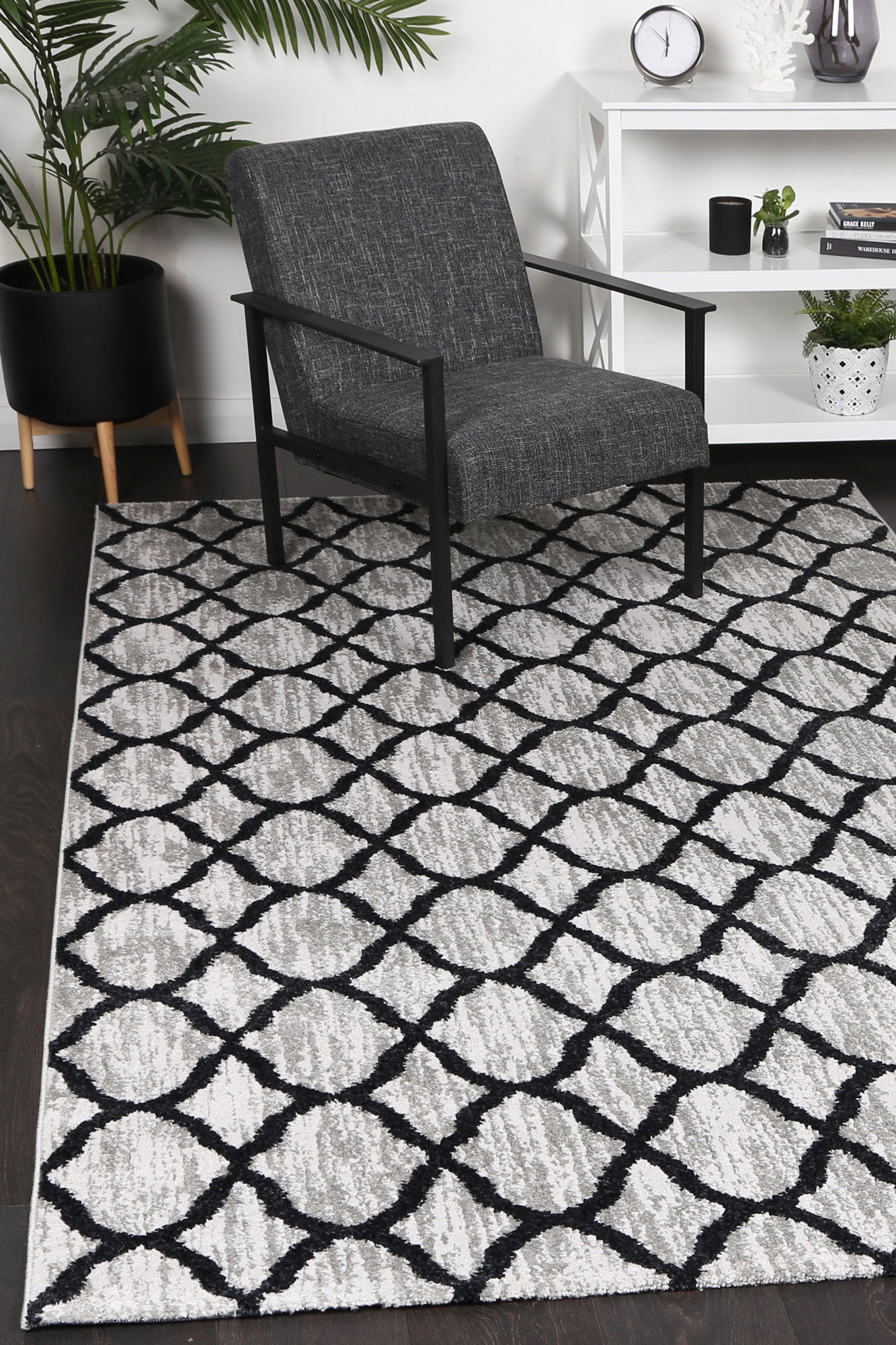 Kimberley Repeat Charcoal Contemporary Rug