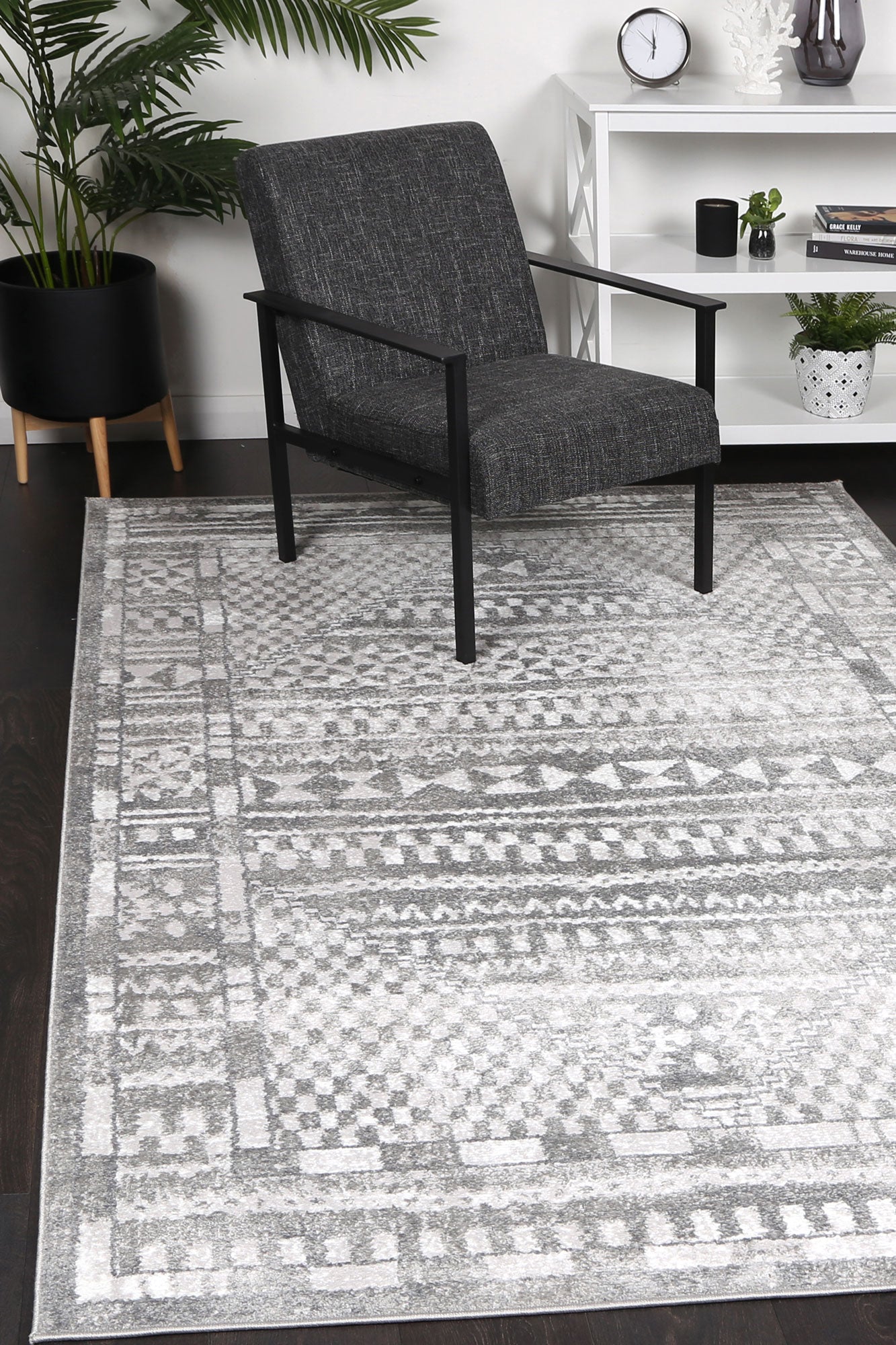 Kimberley Aztec Grey Contemporary Rug