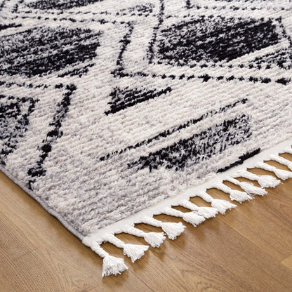 Mansour Diamond Black & White Geometric Rug