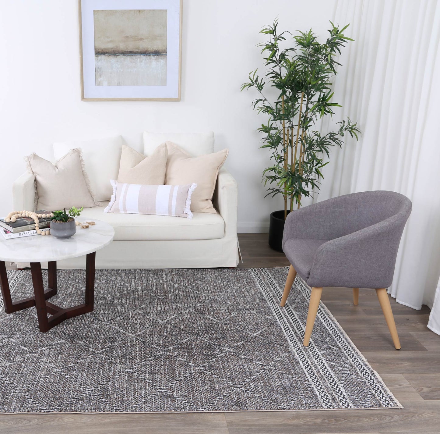 Melbourne Aleppo Charcoal Contemporary Soft Rug