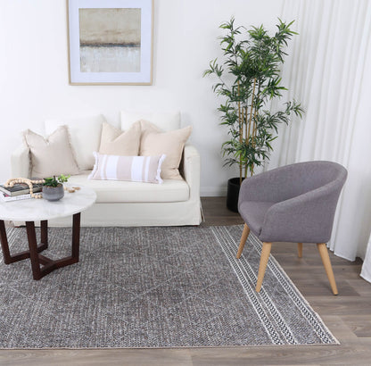 Melbourne Aleppo Charcoal Contemporary Soft Rug