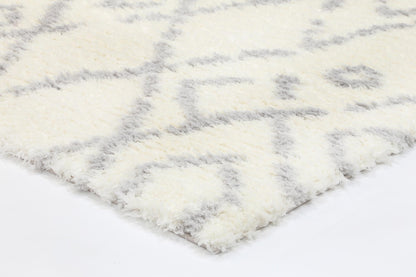 Moroccan Cream and Silver Fes Rug