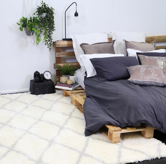 Moroccan Cream and Silver Diamond Rug - /products/moro8007696