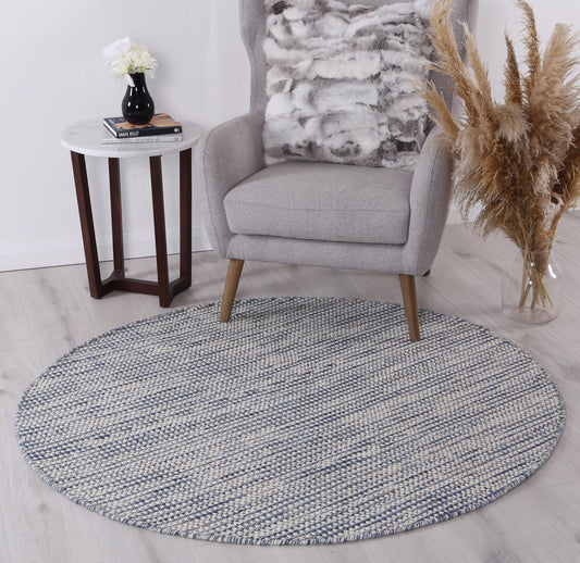 Nordic Blue Reversible Wool Round Rug - /products/scandi-blue-reversible-wool-round-rug