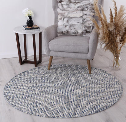 Nordic Blue Reversible Wool Round Rug