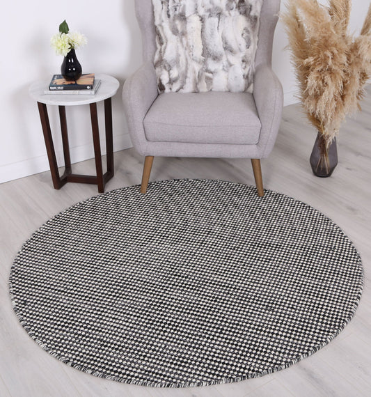 Nordic Charcoal Reversible Wool Round Rug - /products/scandi-charcoal-reversible-wool-round-rug