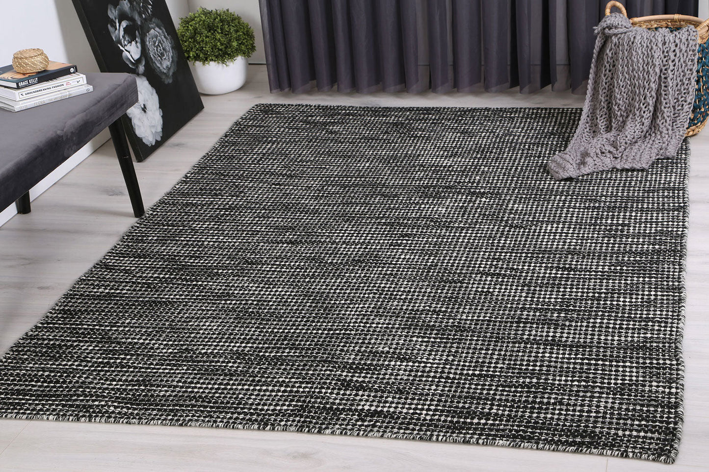 Nordic Black & White Reversible Wool Rug