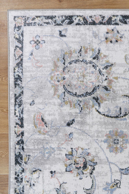 Oporto Piraeus Grey Traditional Soft Rug