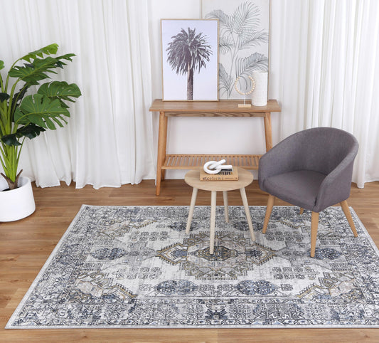Oporto Taicang Blue & Grey Traditional Soft Rug - /products/oporto-taicang-blue-grey-traditional-soft-rug