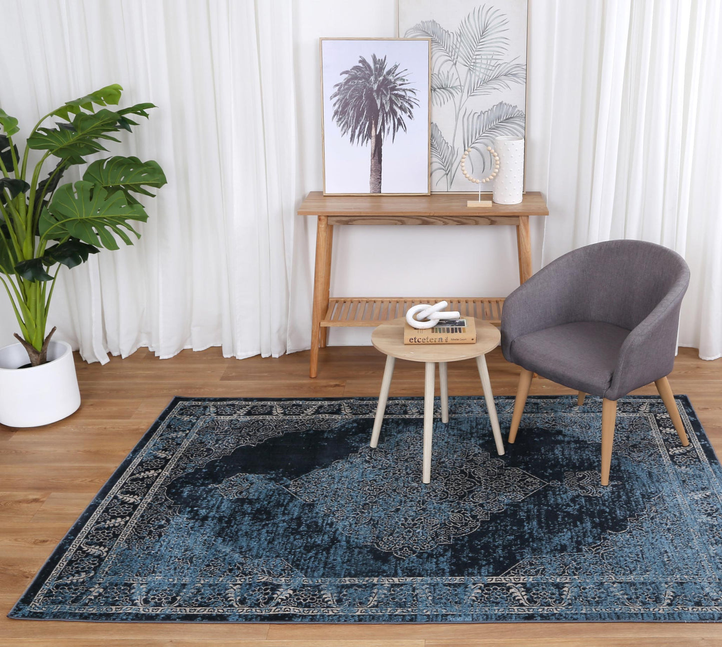 Oporto Algeciras Blue Transitional Soft Rug