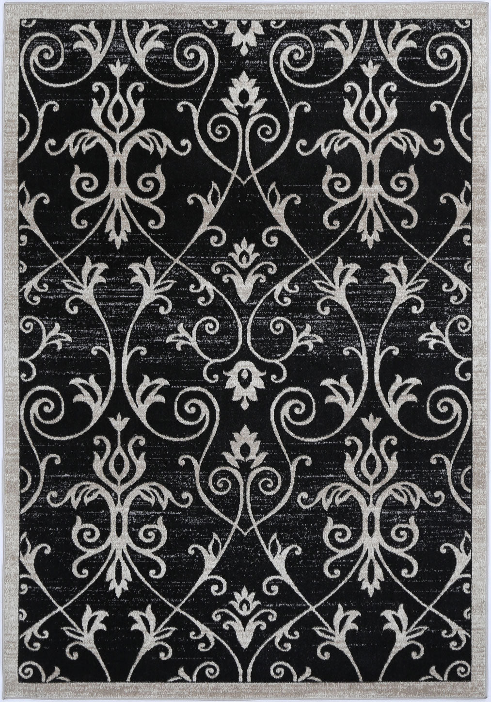 Oporto Rizhao Black & Cream Contemporary Soft Rug