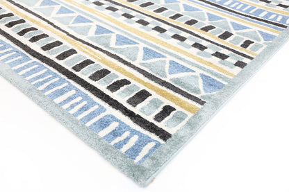 Piccolo Blue and Yellow Tribal Kids Rug