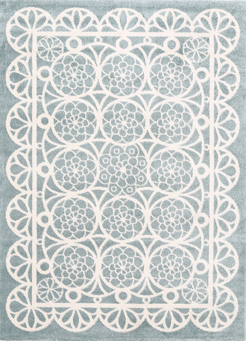 Piccolo Aqua White Doily Kids Rug