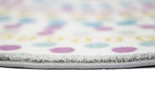 Piccolo Multi Colour and Pink Polka Dot Love Heart Kids Round Rug - /products/piccolo-multi-colour-and-pink-polka-dot-love-heart-kids-round-rug