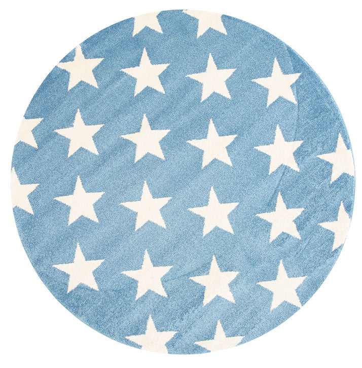 Piccolo Blue and White Stars Kids Round Rug