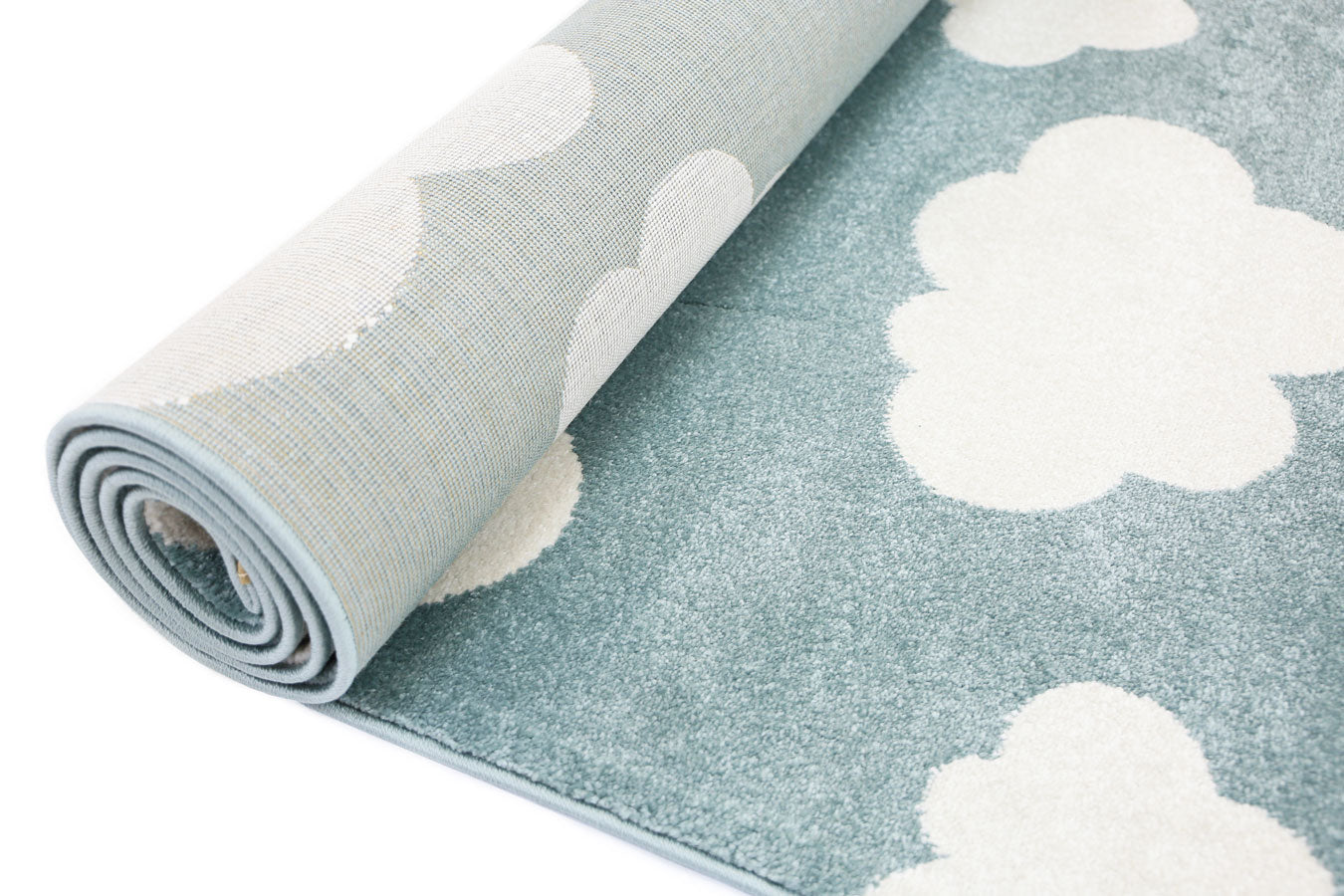 Piccolo Aqua White Cloud Kids Rug