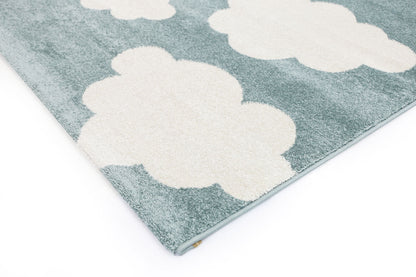 Piccolo Aqua White Cloud Kids Rug