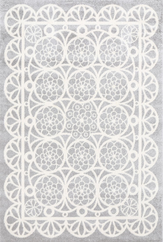 Piccolo Grey and White Doily Kids RugPiccolo Grey and White Doily Kids Rug - /products/doily-grey-white