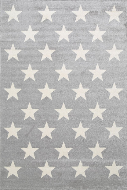 Piccolo Light Grey and White Stars Kids Rug