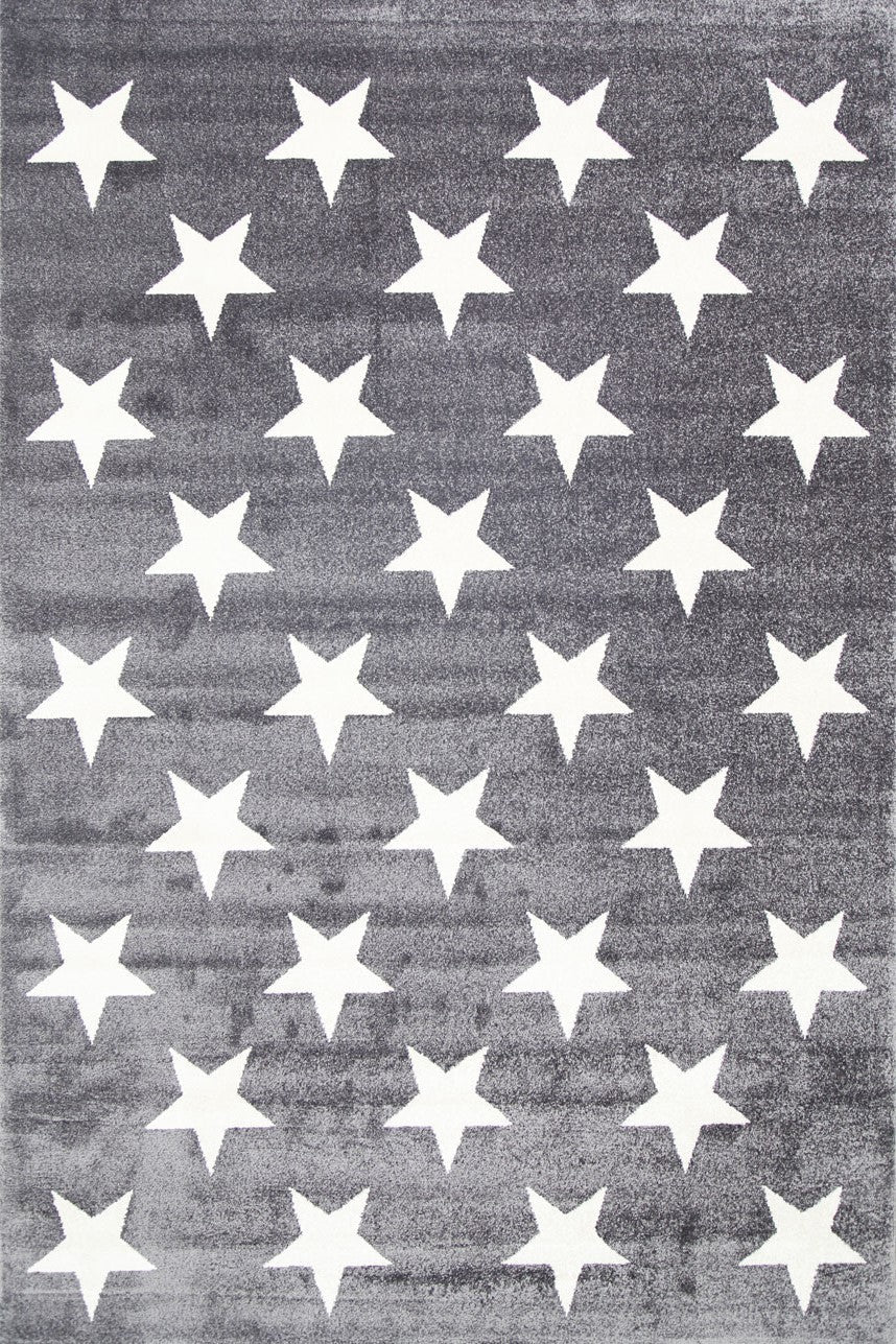 Piccolo Charcoal and White Stars Kids Rug