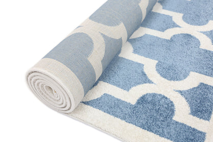 Piccolo Blue and White Lattice Pattern Kids Rug