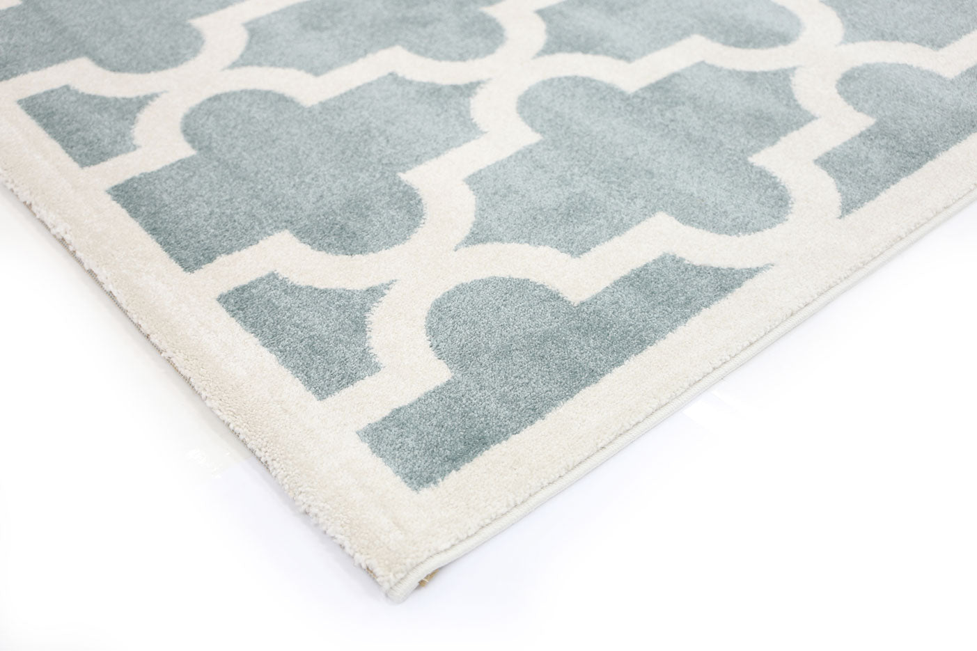 Piccolo Aqua White Lattice Pattern Kids Rug