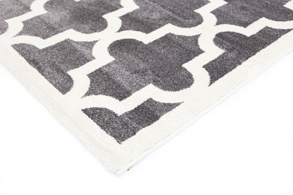 Piccolo Grey and White Lattice Pattern Kids Rug