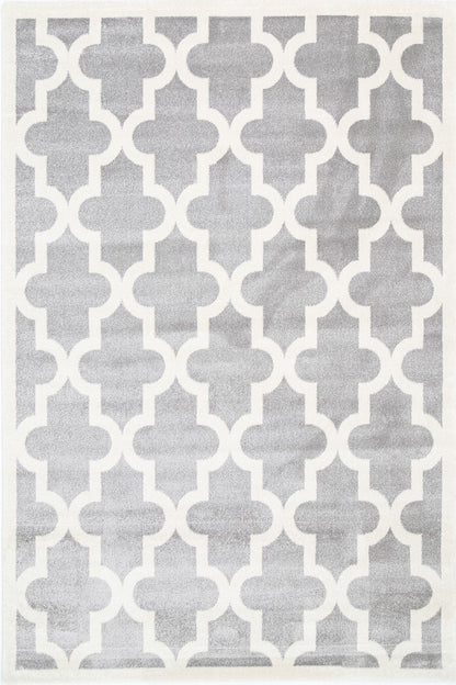 Piccolo Light Grey and White Lattice Pattern Kids Rug