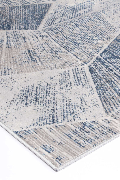 Porto Mason Grey & Blue Geometric Rug
