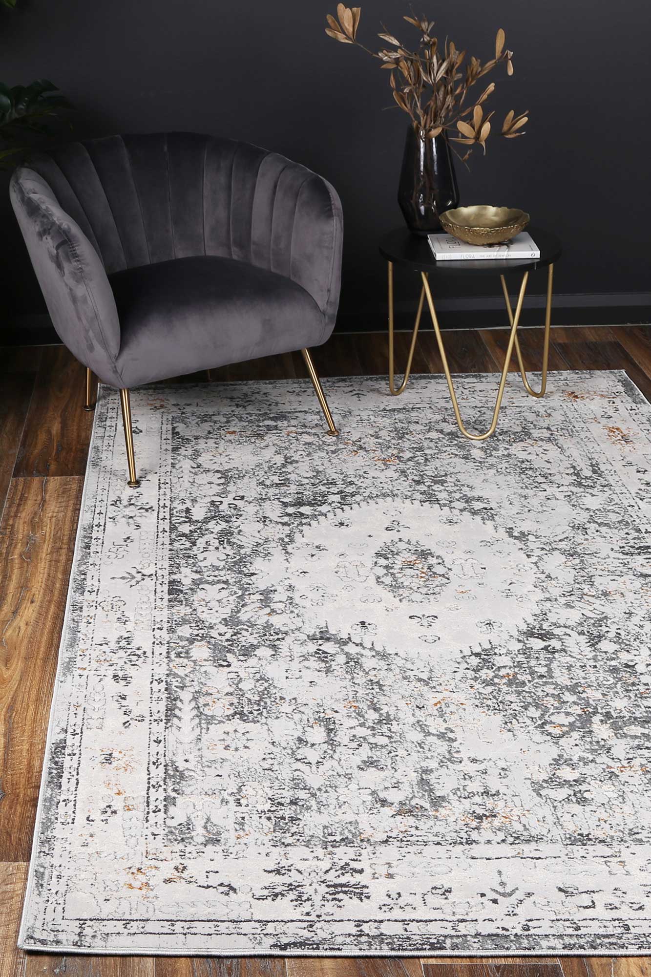 Porto Alexander Grey & Yellow Traditional Rug