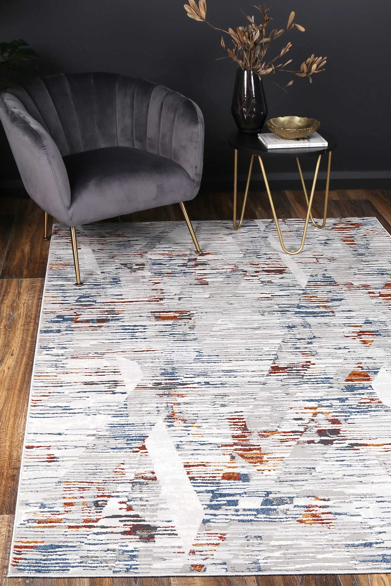 Porto Michael Grey & Multi Abstract Rug