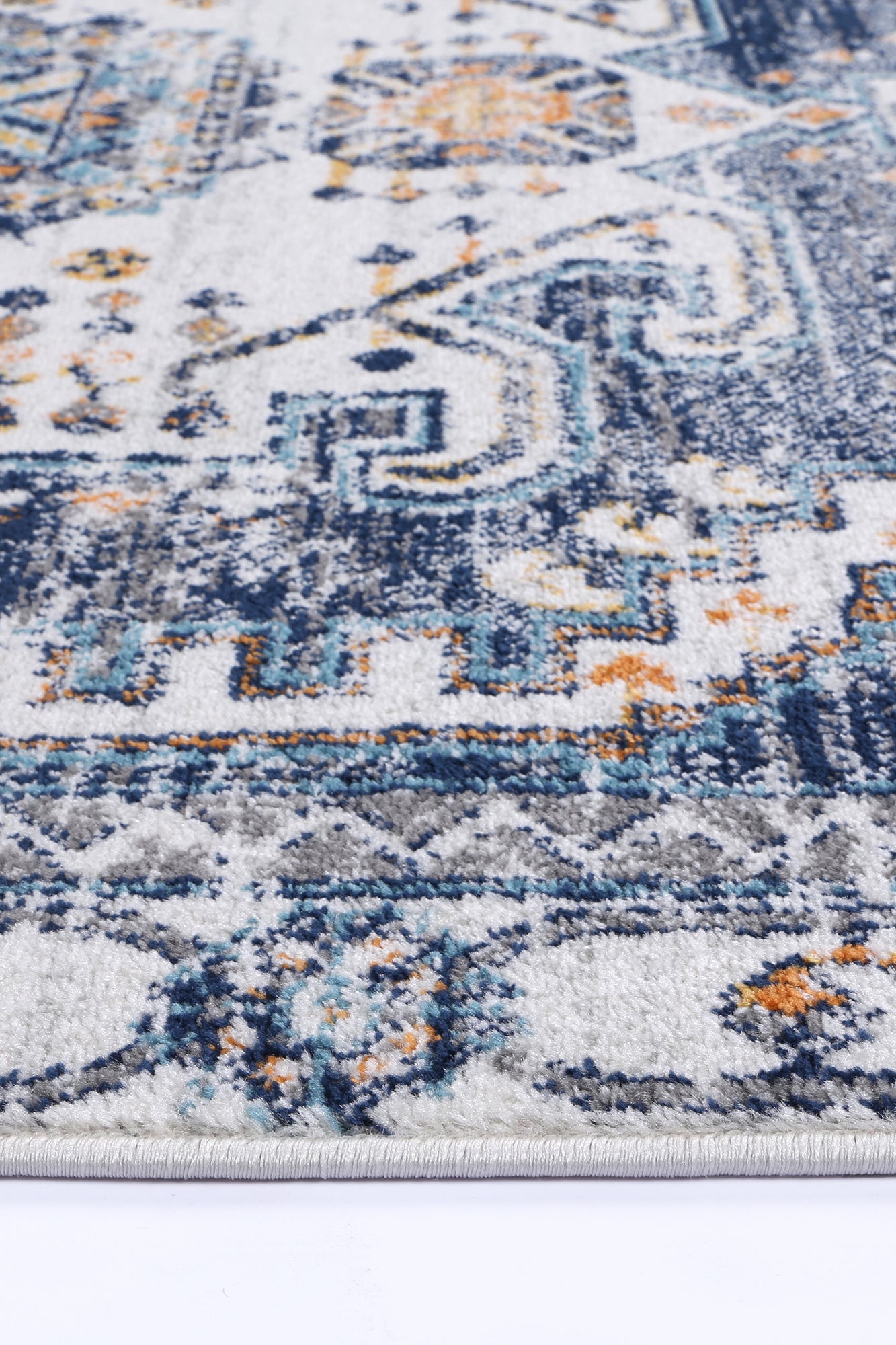 Provence Sunburst Dark Blue & Cream Rug