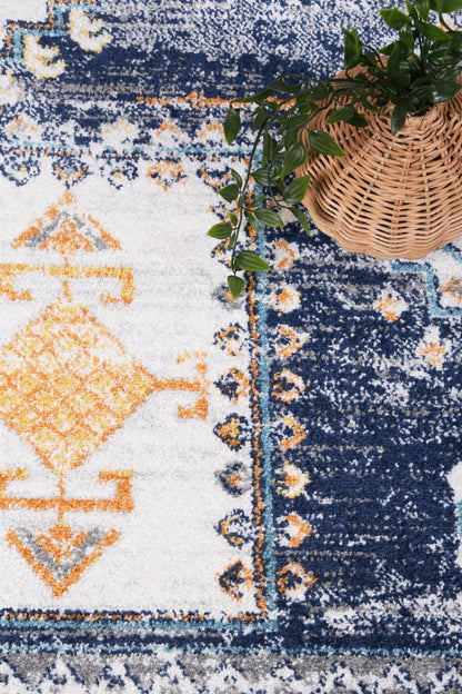 Provence Sunburst Dark Blue & Cream Rug