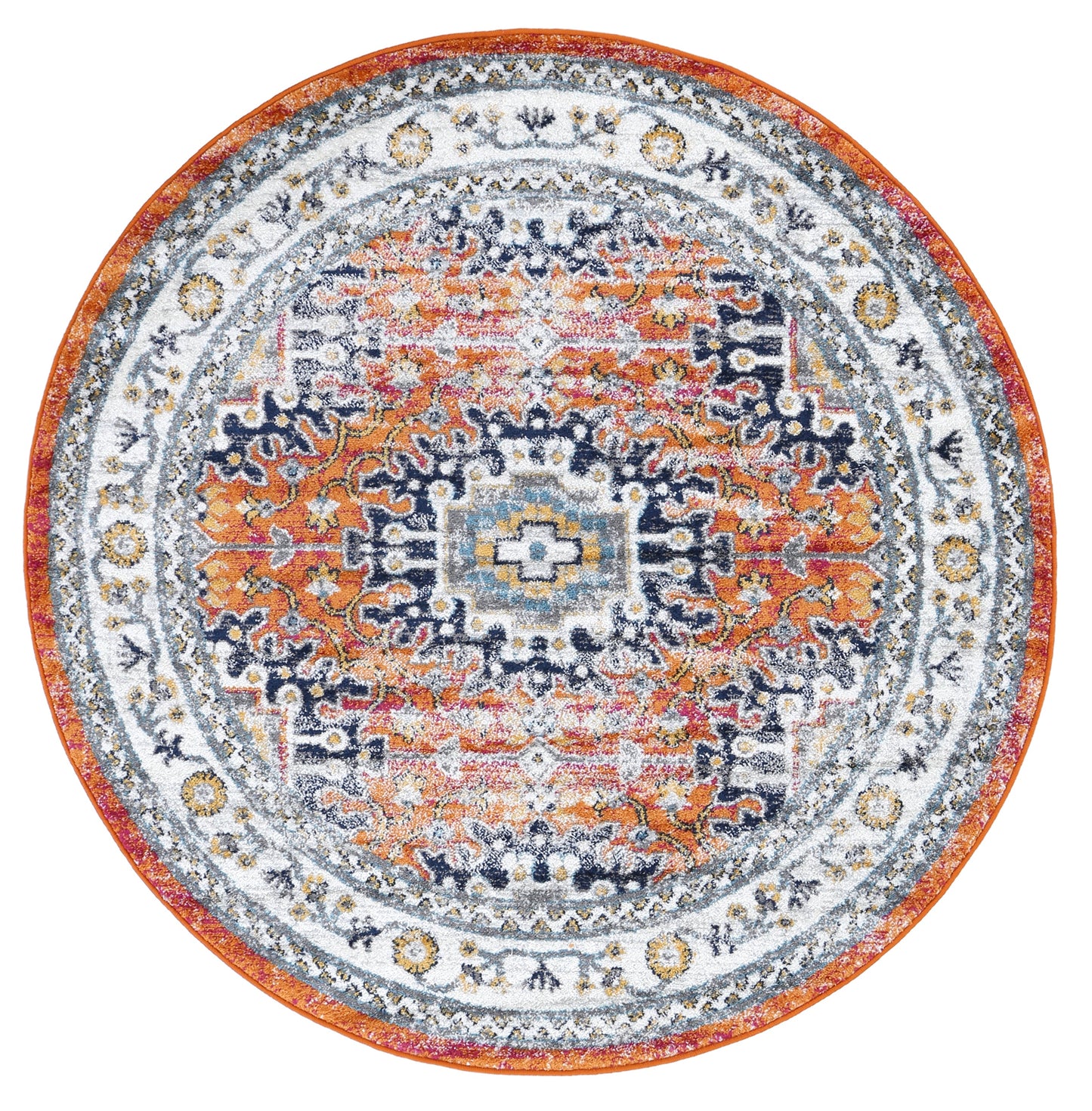 Provence Cannes Orange Transitional Round Rug