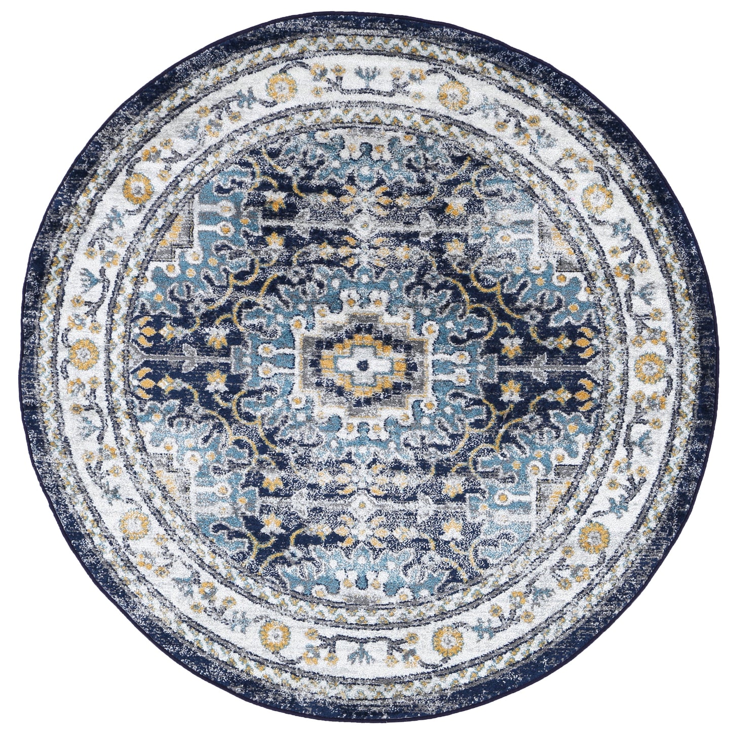 Provence Frejus Blue Transitional Round Rug