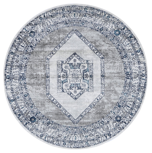 Provence Meze Grey Traditional Round RugProvence Meze Grey Traditional Round Rug - /products/provence-meze