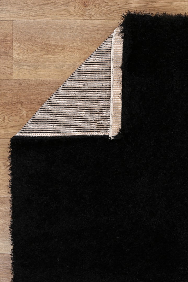 Puffy Soft Shag Black Rug