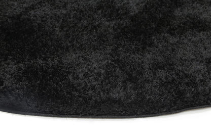 Puffy Soft Shag Round Rug Black