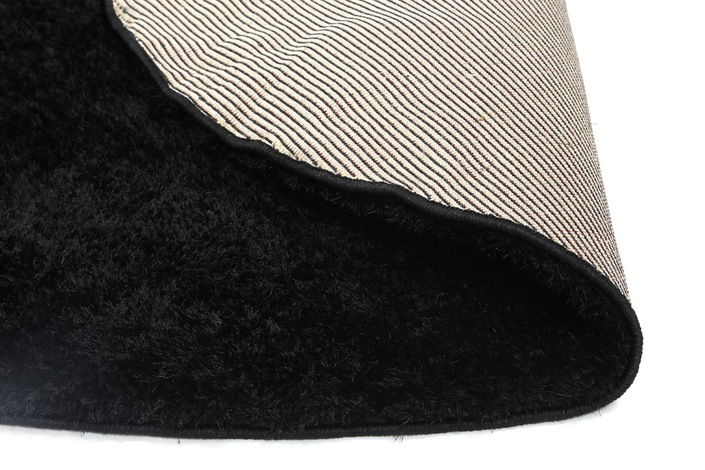 Puffy Soft Shag Round Rug Black