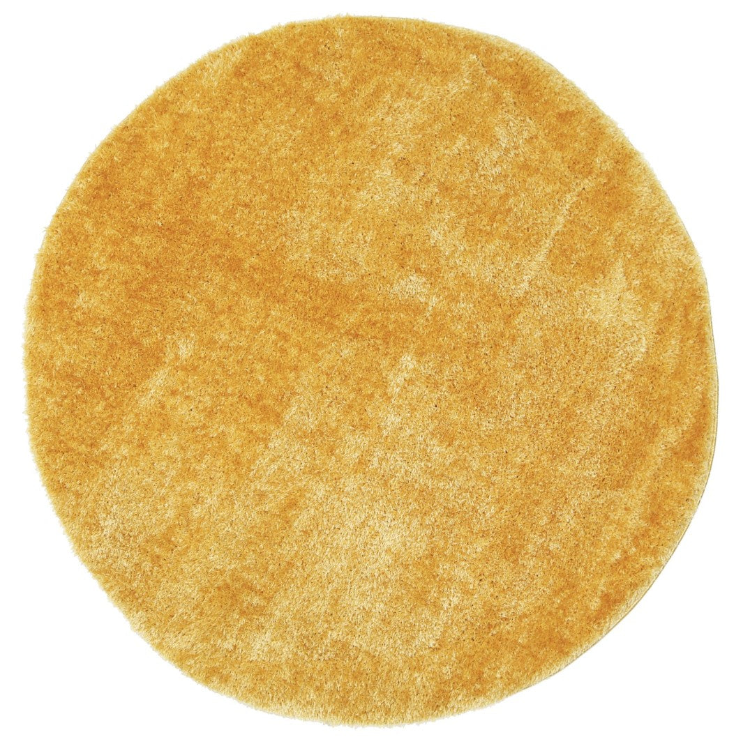 Puffy Soft Shag Round Rug Mustard