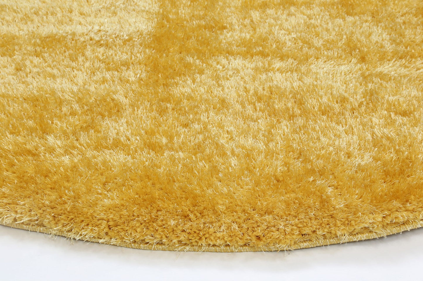 Puffy Soft Shag Round Rug Mustard