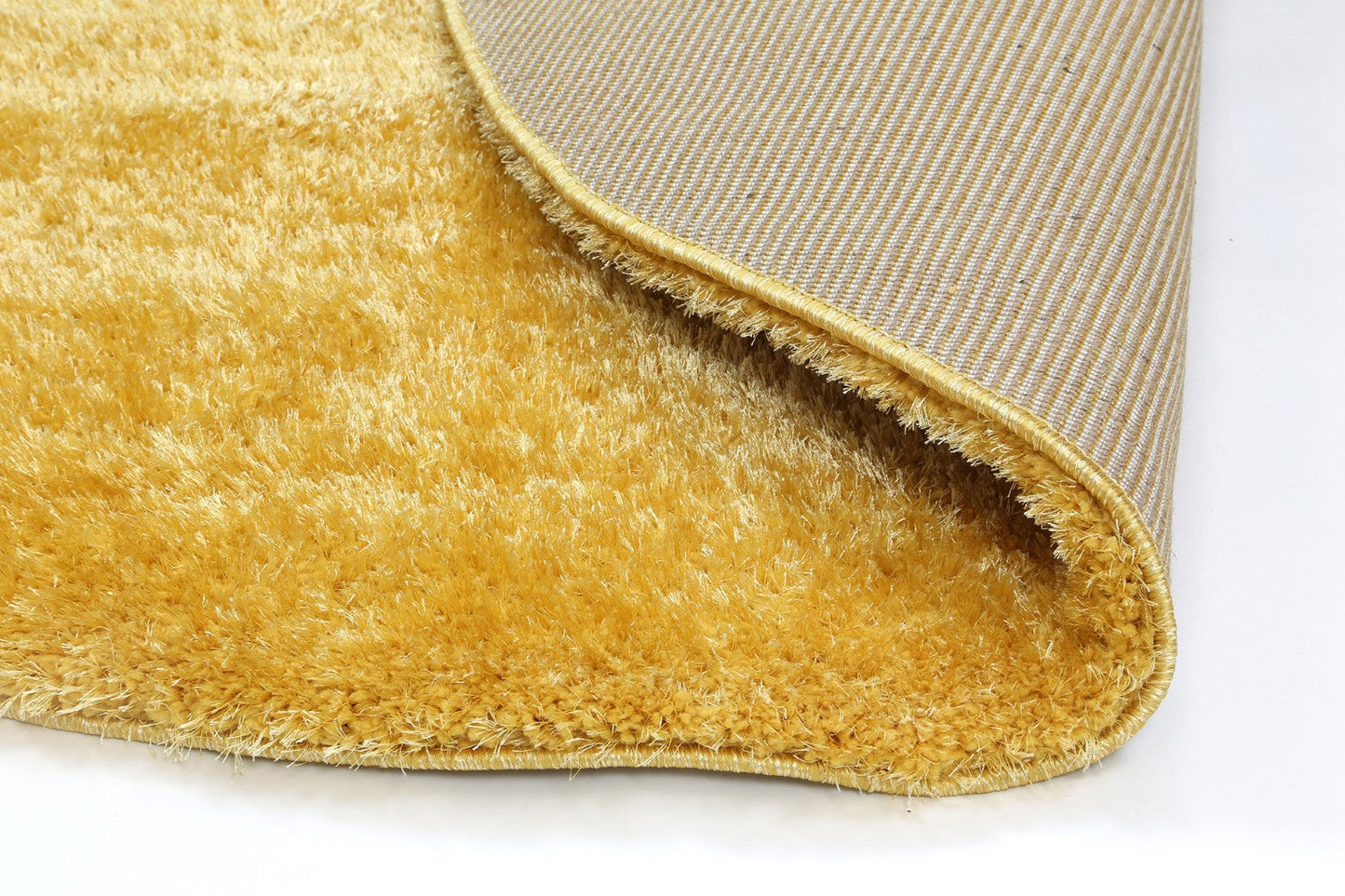 Perth Soft Shag Round Rug Mustard