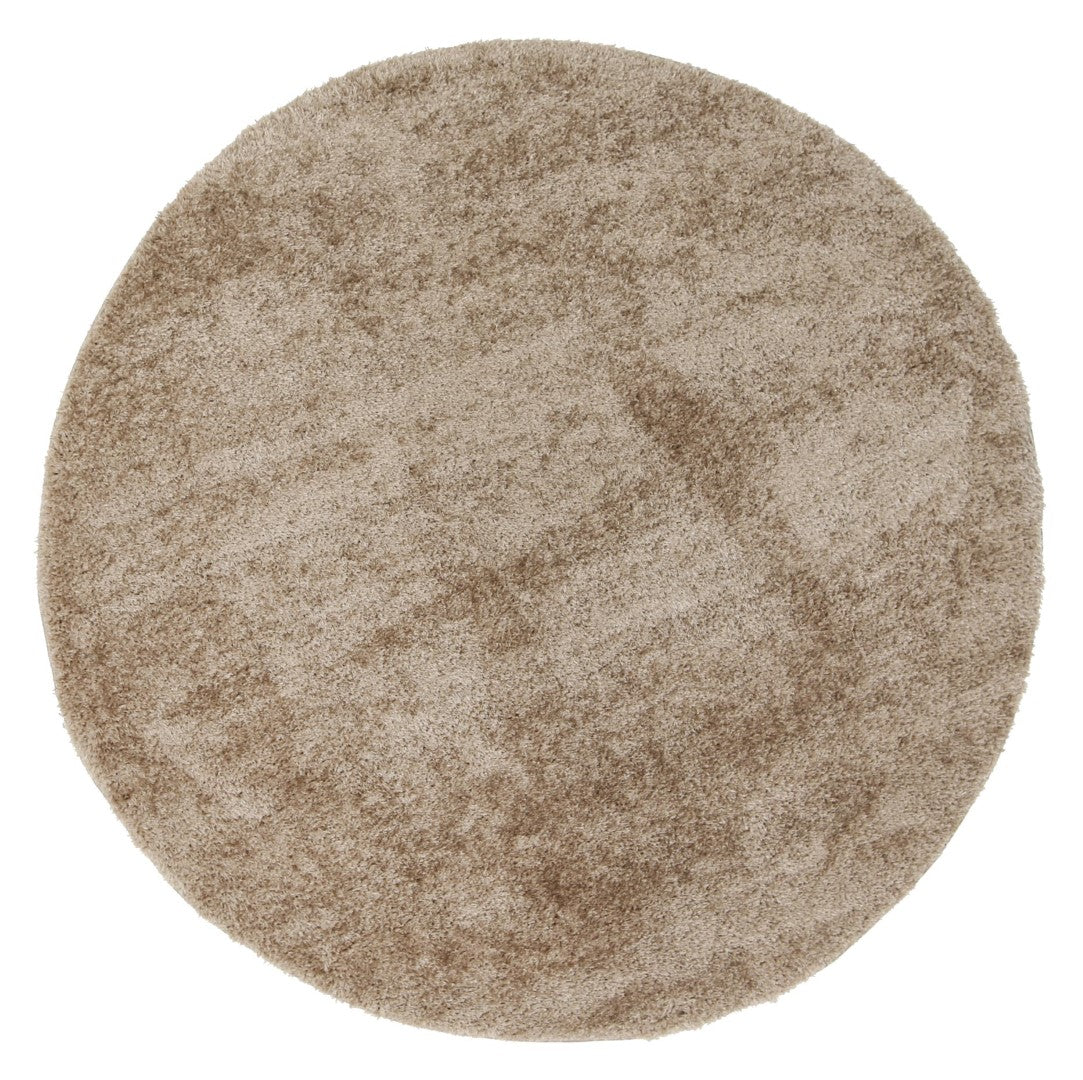 Puffy Soft Shag Round Rug Beige